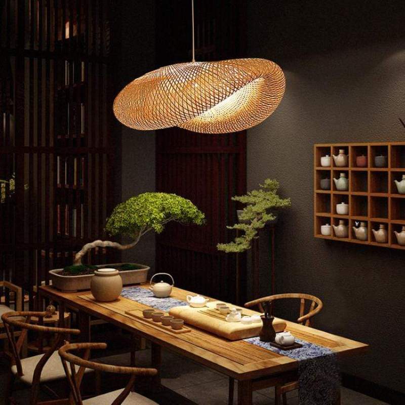 Rinwa Natural Pendant Light for Dining Room/Kitchen Island, Bamboo