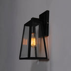 Austin Retro Black Industrial Lantern Wall Lamp, Metal & Glass