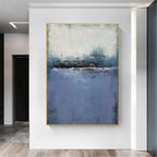 Serene Indigo Seascape Abstract Oil Painting