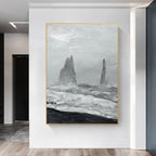 Monochrome Coastal Rock Abstract Painting
