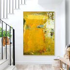 Vibrant Yellow Abstract Oil Painting Bold Impasto Texture