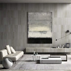 Monochrome Horizon Abstract Oil Painting