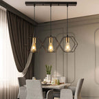 Arisha Rustic Farmhouse Geometry  3/5 Light Pendant Light, Black