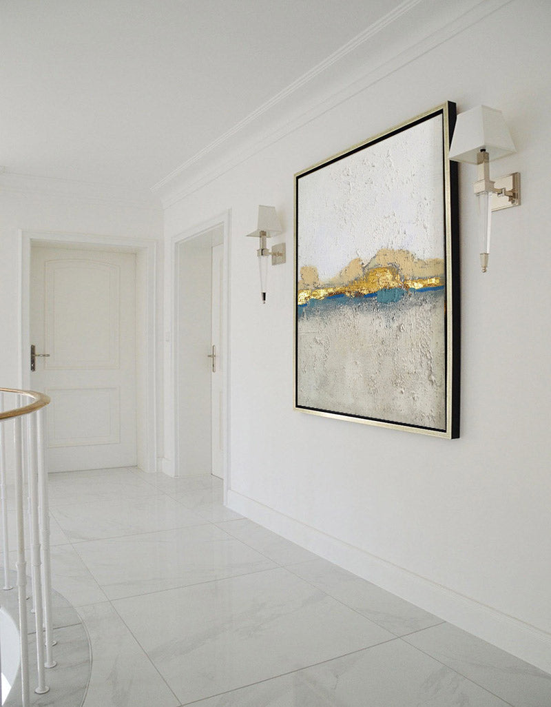 Minimalist Gold Leaf Abstract Landscape Painting