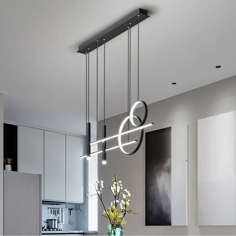 Arisha Modern Pendant Light LED, Double Circle, Gold/Black