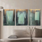 Gold Abstract Triptych Oil Painting Set