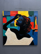Vibrant Cubist Portrait of a Woman Painting