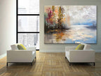 Autumn Lakeside Impasto Painting