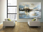 Tactile Misty Landscape Oil Painting Lake Reflection