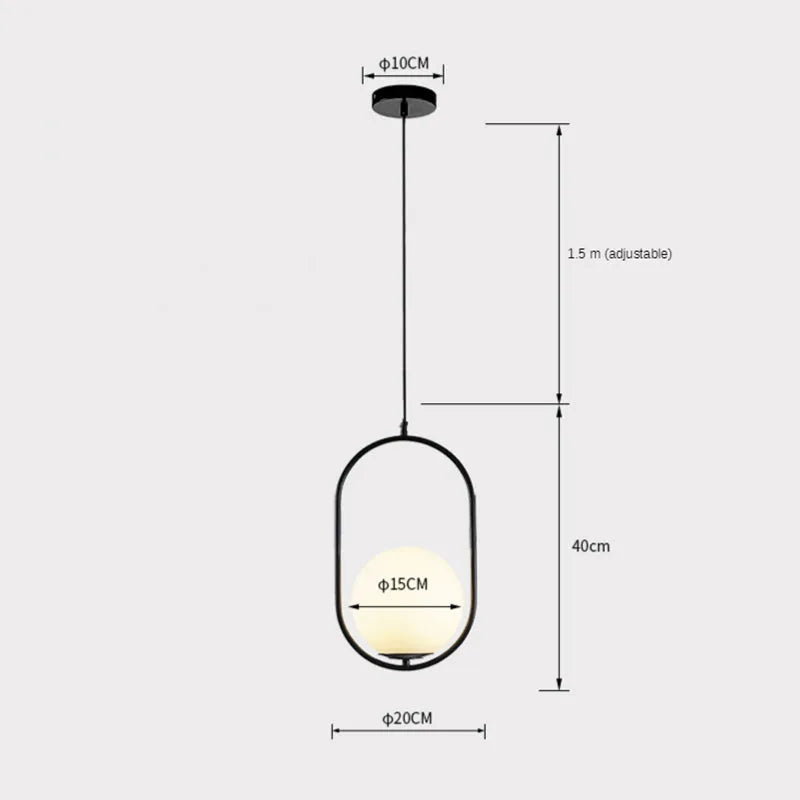 Arisha Modern Globe Metal/Glass Pendant Light, 3 Style