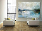 Blue Water Landscape Abstract Oil Painting