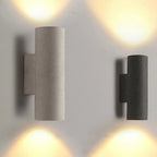 Ray Minimalist Cylindrical Double-headed Cement Outdoor Wall Lamp, Black/White