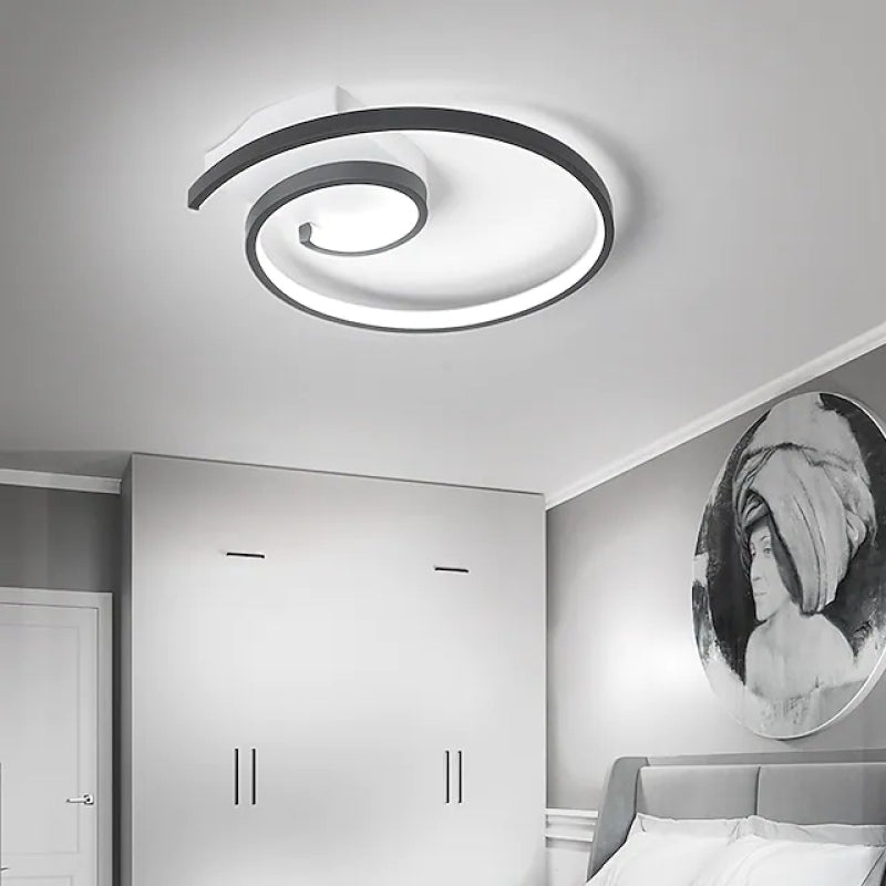 Arisha Modern Spiral Shaped Metal Ceiling Light, Black/White