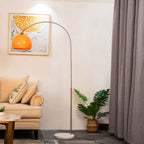 Mira Floor Arc Lamp, Tall Floor Light, Modern, Orange/ White