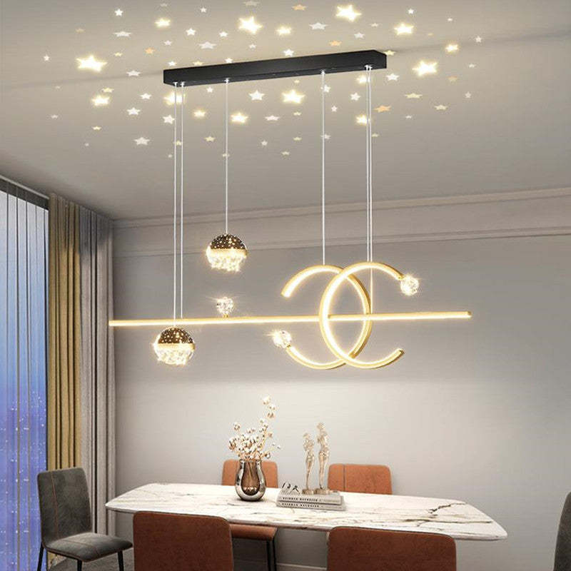 Arisha Luxury Globe Metal/Glass Pendant Light, Black/Gold