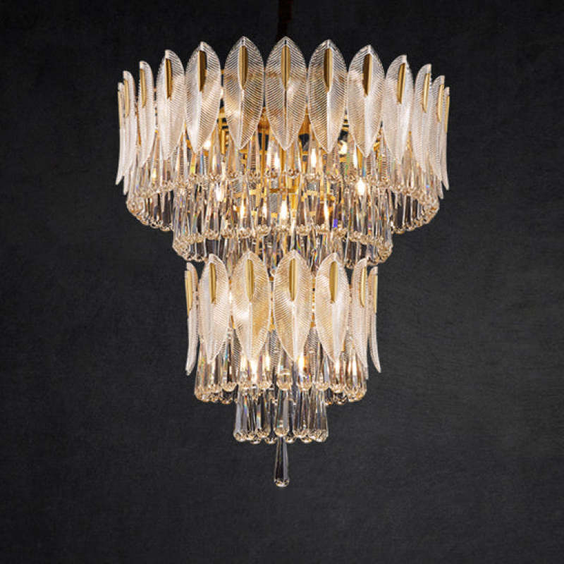 Arisha Luxury Feather Crystal Chandelier, Living Room
