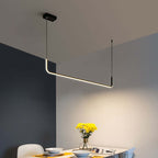 Clen Modern Linear Pendant Light Double Frame, Black/Gold