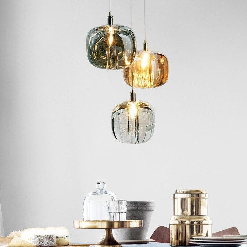 Valentina Modern Bubble Glass LED Pendant Light, Amber/Clear/Gray