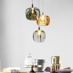 Valentina Modern Bubble Glass LED Pendant Light, Amber/Clear/Gray