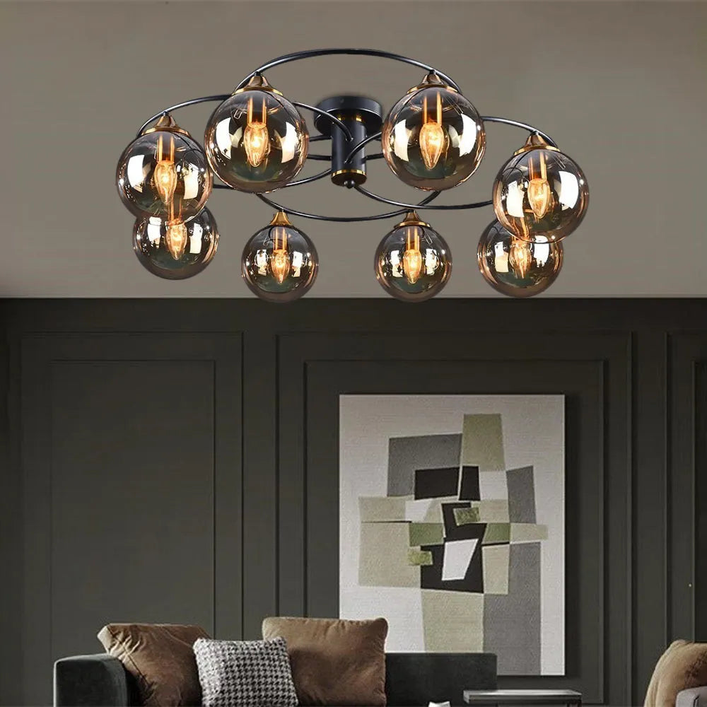 Valentina Nordic Bubble Glass Ceiling Light, Gray/Amber
