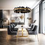 Kristy Industrial Chandelier Cylindrical Metal Black Gold Living Room