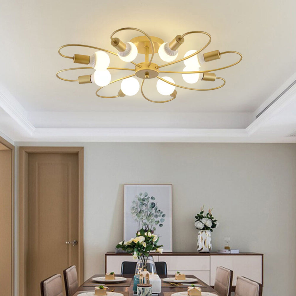 Valentina Modern Metal Flush Mount Ceiling Light, Black/Gold