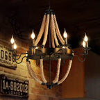 Epoch Industrial LED Pendant Light Metal/Rope Black Living Room/Bar