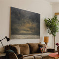 Moody Gold Charcoal Landscape Oil Painting