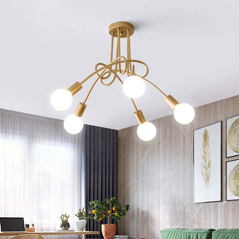 Arisha Modern Linear Curve Metal Ceiling Light, Dining Room/Living Room