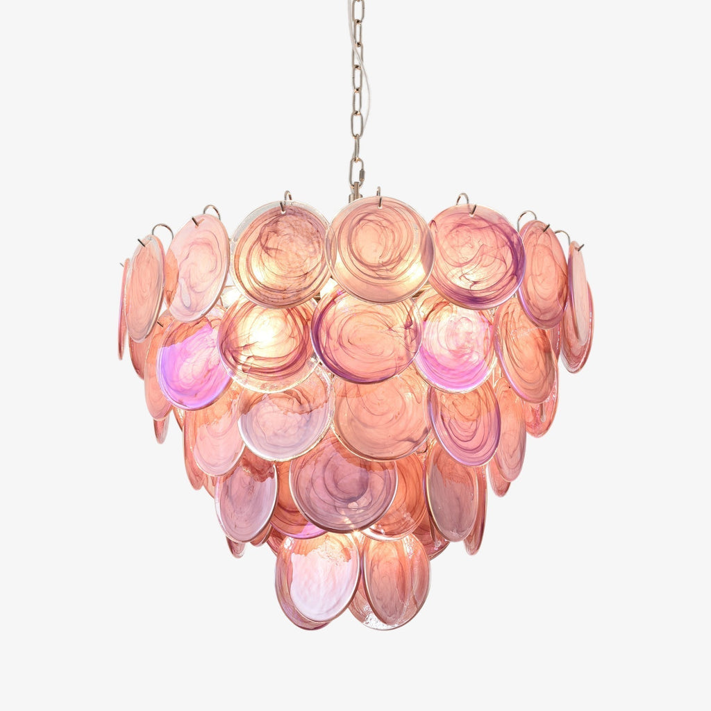 Aurora Chandelier Pink Murano Disc Layered