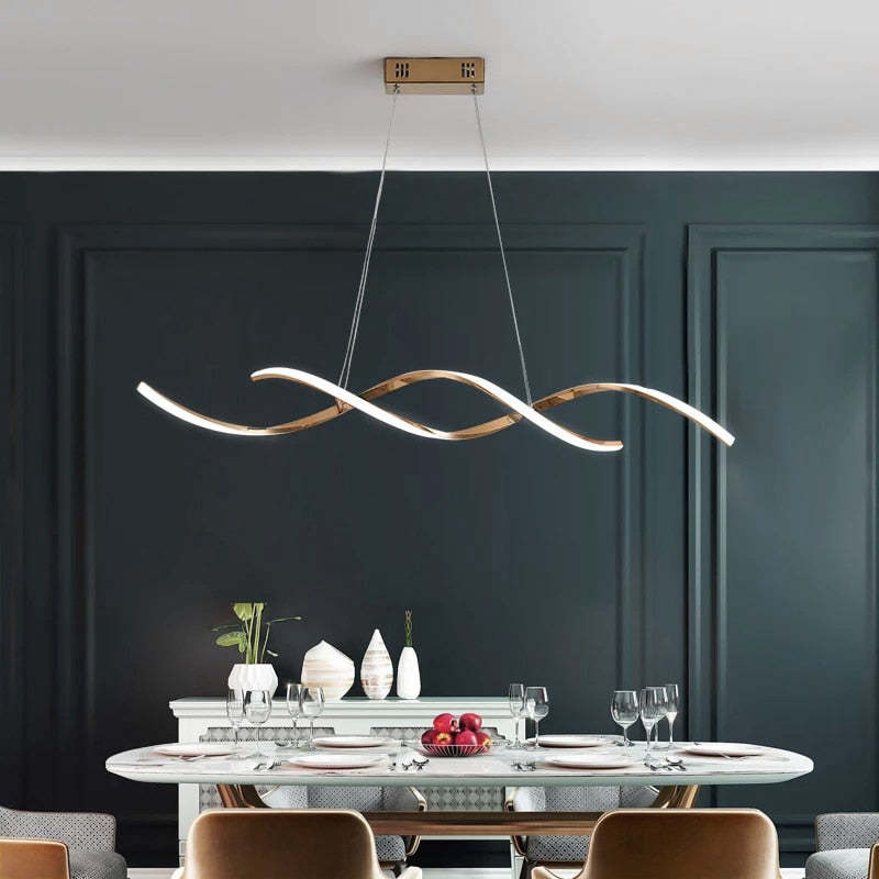 Arisha Modern Wavy Metal/ Pendant Light, Chrome/Gold