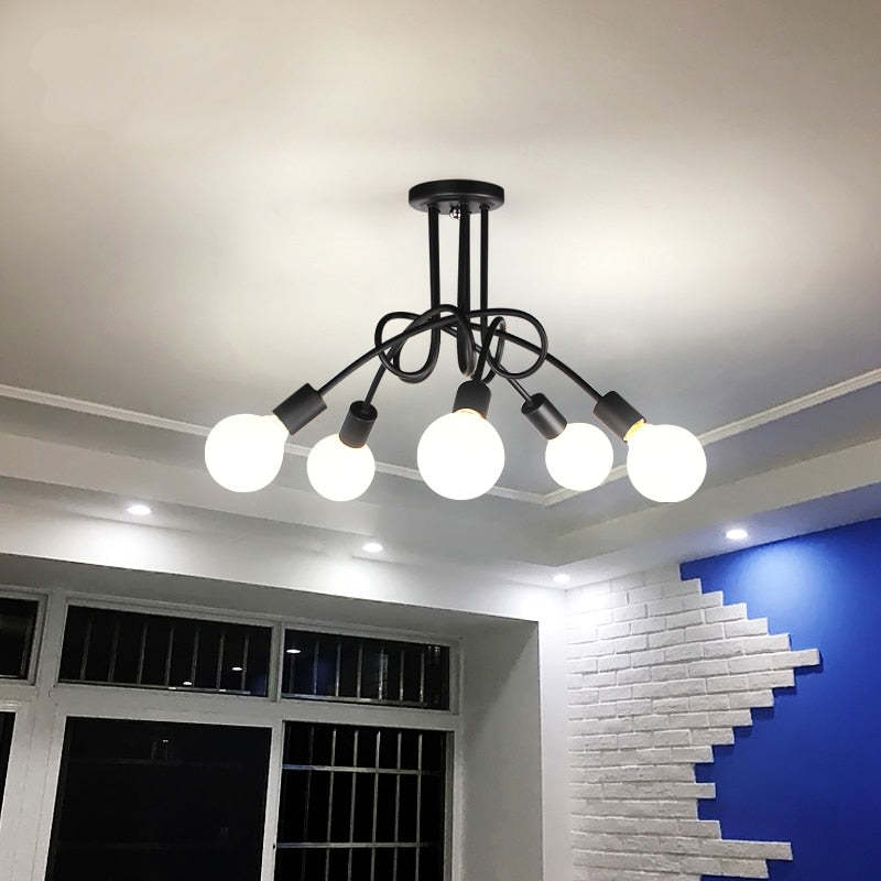 Arisha Modern Linear Curve Metal Ceiling Light, Dining Room/Living Room