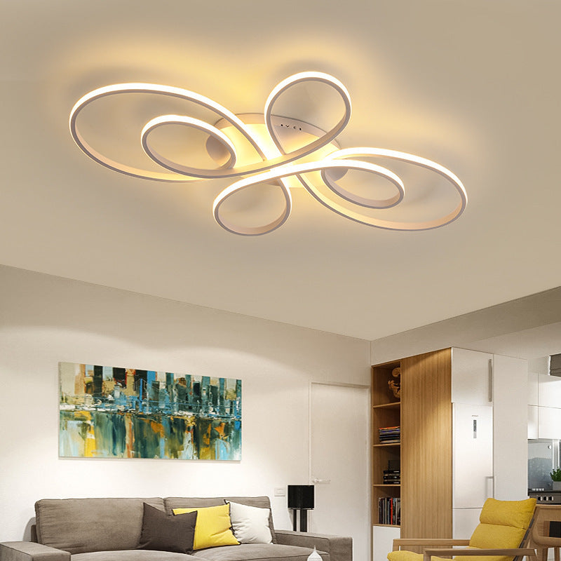 Brisa Modern LED Multi Rings Flush Mount Ceiling Light, Brown/White