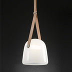 Valentina Modern Nordic Leather/Glass Pendant Light, Grey/White