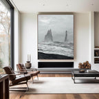 Monochrome Coastal Rock Abstract Painting