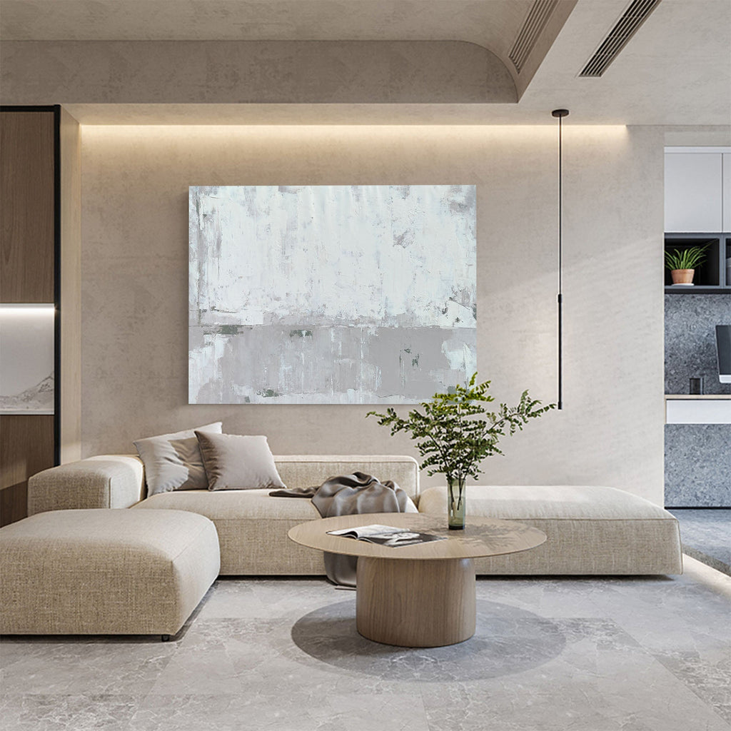 Minimalist Gray Block Painting Horizontal Modern