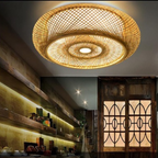 Muto Rattan Woven Rustic LED Flush Mount Ceiling Light
