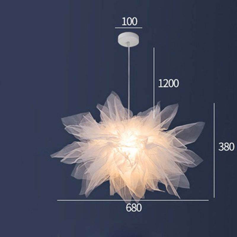 Arisha Modern Flower Fabric Pendant Light, Bedroom, White