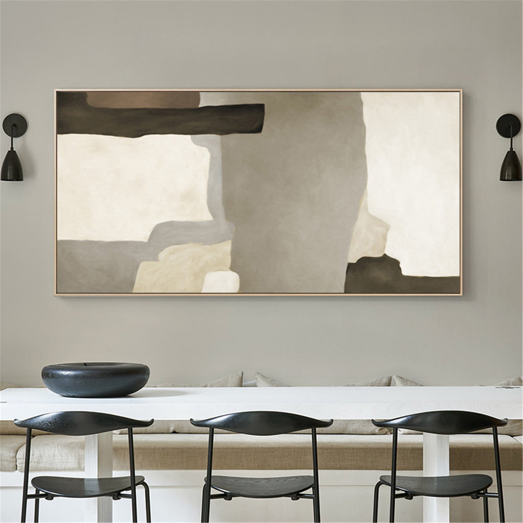 Earthy Organic Block Painting Horizontal Wabi-Sabi