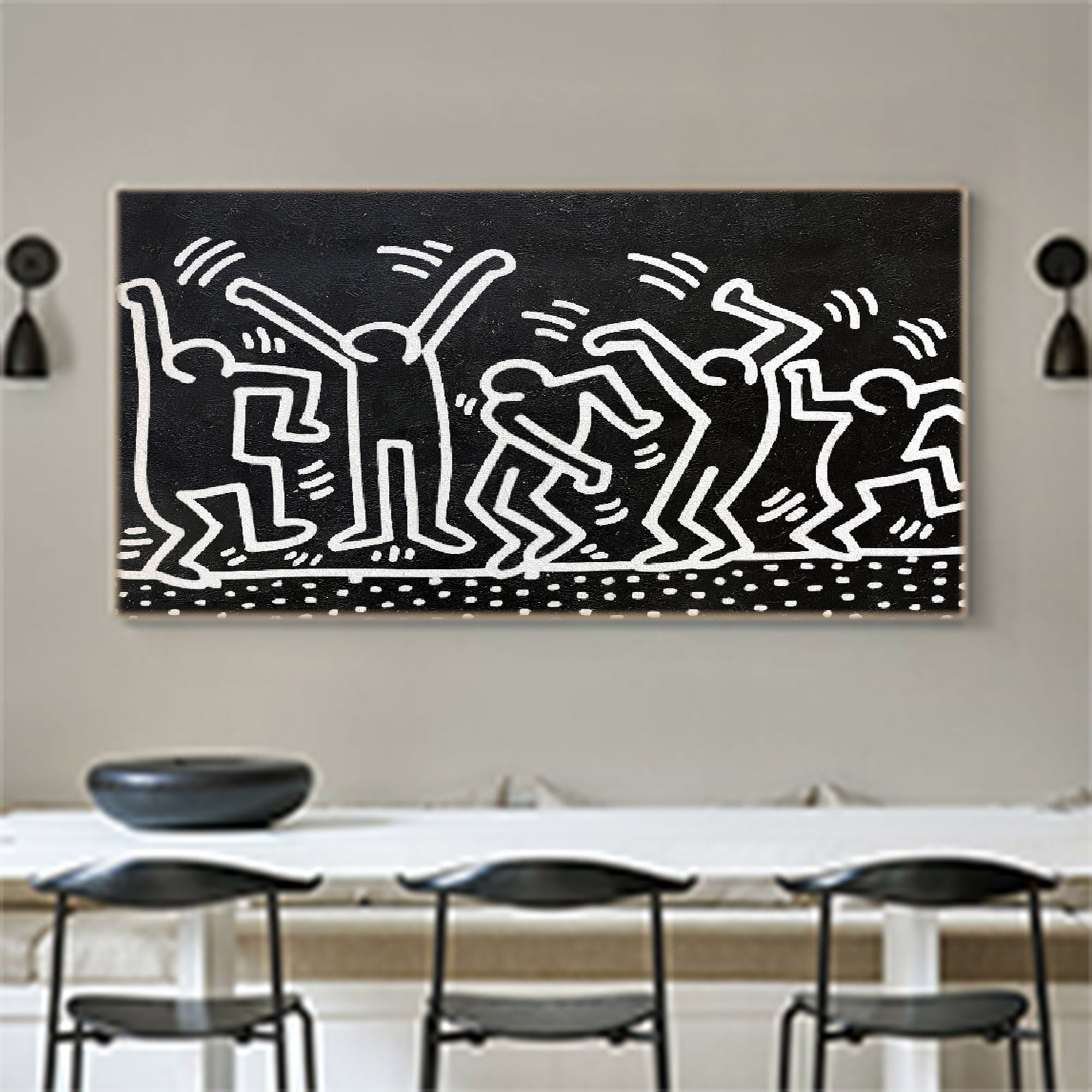 Keith Haring Dancing Figures Pop Art Painting