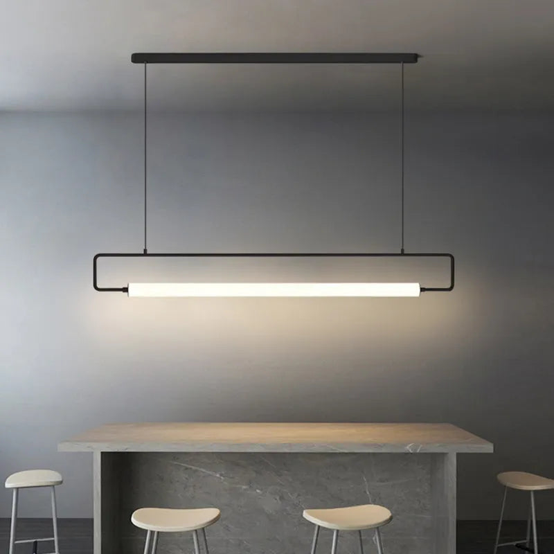 Arisha Modern Minimalist Rectangular Linear Pendant Light, Gold/Black