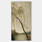 Serene Willow the Lake 3D Impasto Painting