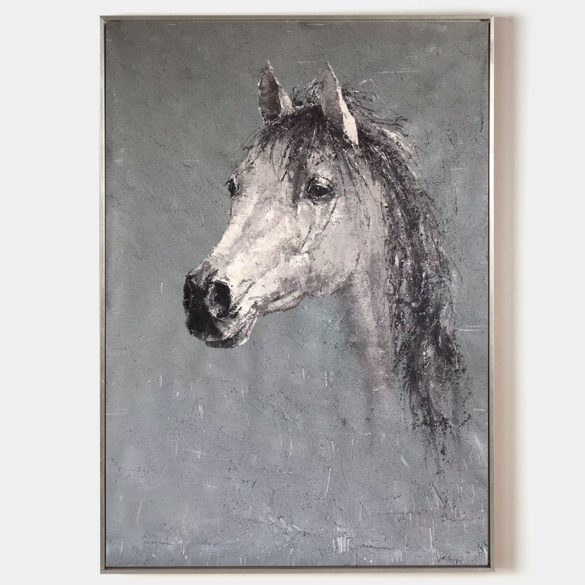 Monochrome Horse Head Oil Painting