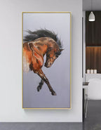 Chestnut Horse Dynamic Oil Painting