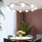 Valentina Modern Designe Wave Metal/Glass Pendant Light, White/Gold