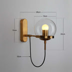 Silva Rustic Retro Glass Globe Wall Lamp, Black/Bronze