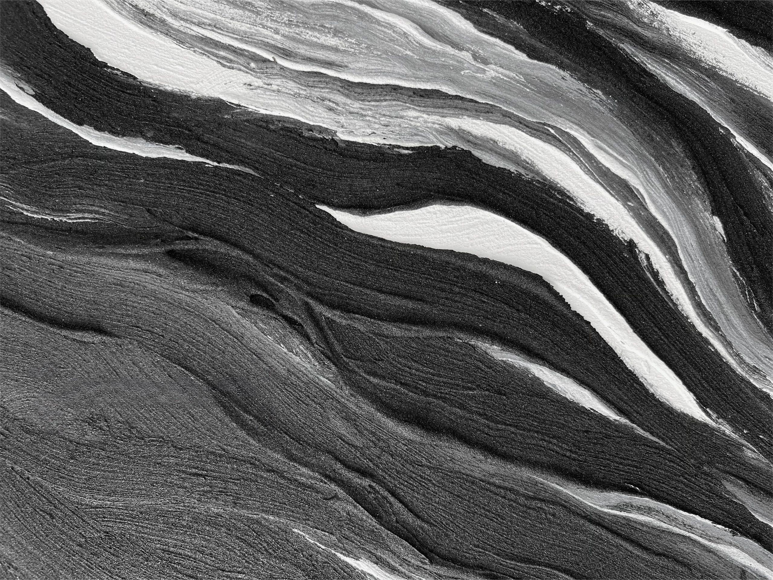Wall Art Abstract Motion Deep Black Artistic Linen