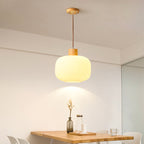 Muto Modern Wood/Glass Pendant Light, White