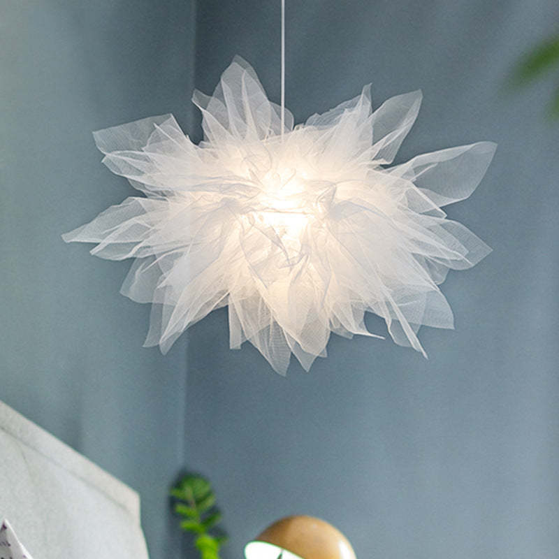 Arisha Modern Flower Fabric Pendant Light, Bedroom, White