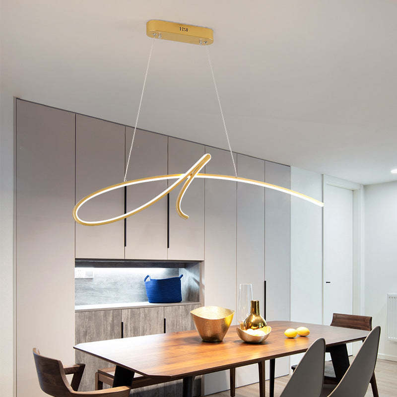 Arisha Pendant Light Irregular-curved Modern, Metal, Black/Gold, Restaurant